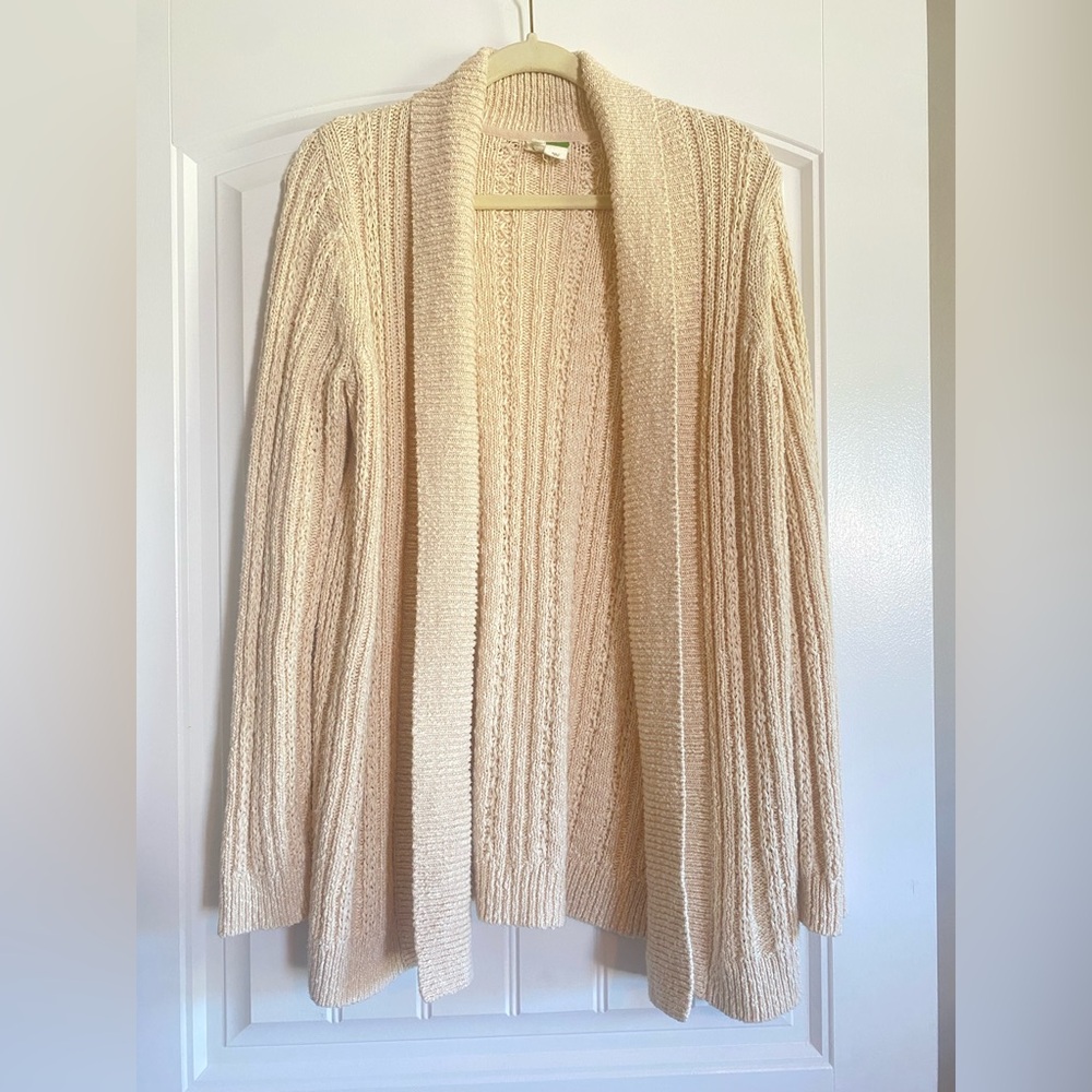 Anthropologie Cream Cable Knit Cardigan